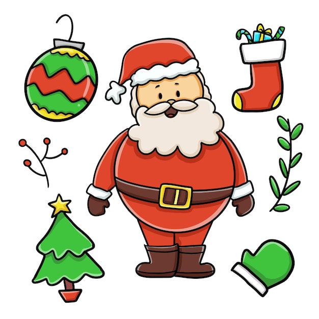 Santa Claus character and christmas elements set