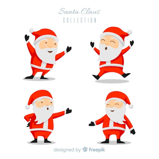 Santa claus character collection in flat design