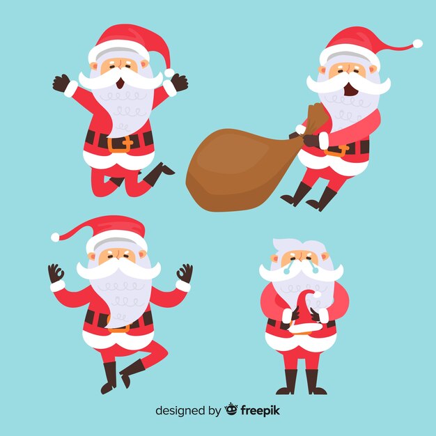 Santa claus character collection in flat design