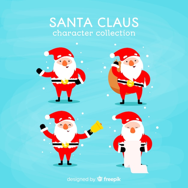 Free vector santa claus character collection in flat design