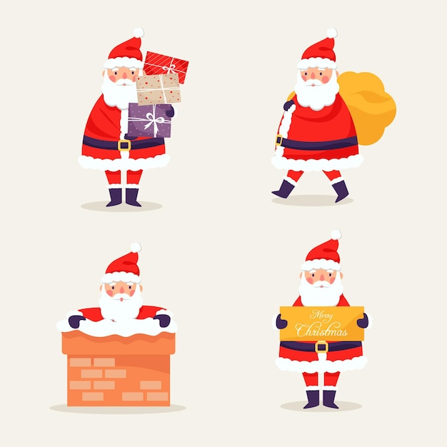 Santa claus character collection in flat design