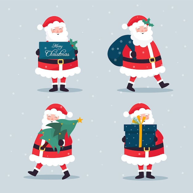 Free Vector santa claus character collection in flat design