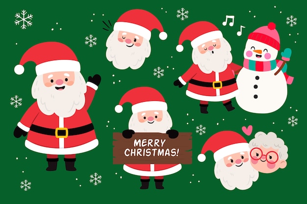 Santa claus character collection in flat design