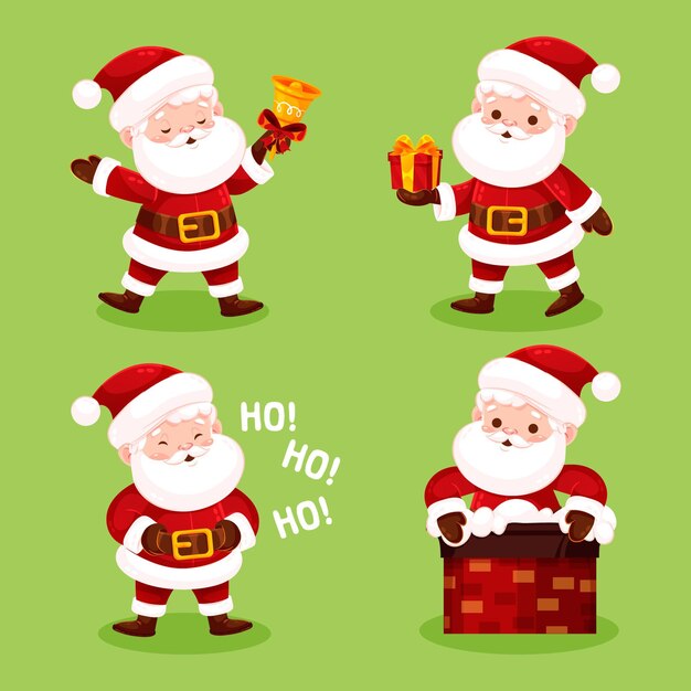 Santa claus character collection in flat design