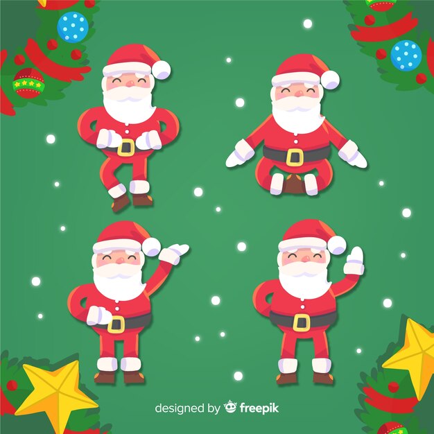 Santa claus characters collection in flat design