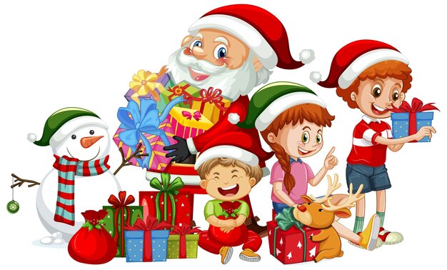 Santa Claus and children in Christmas theme