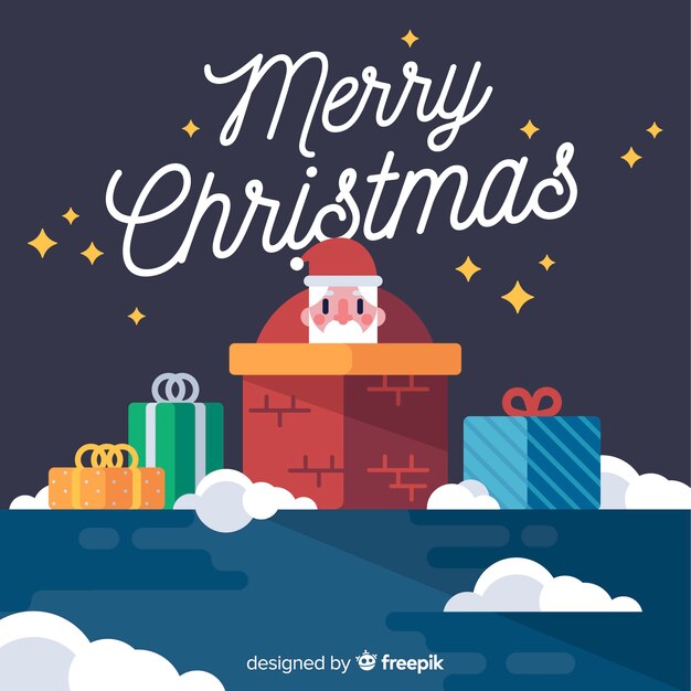 Santa claus christmas background in flat design