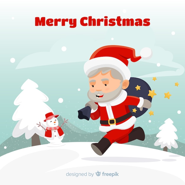 Santa claus christmas background in flat design