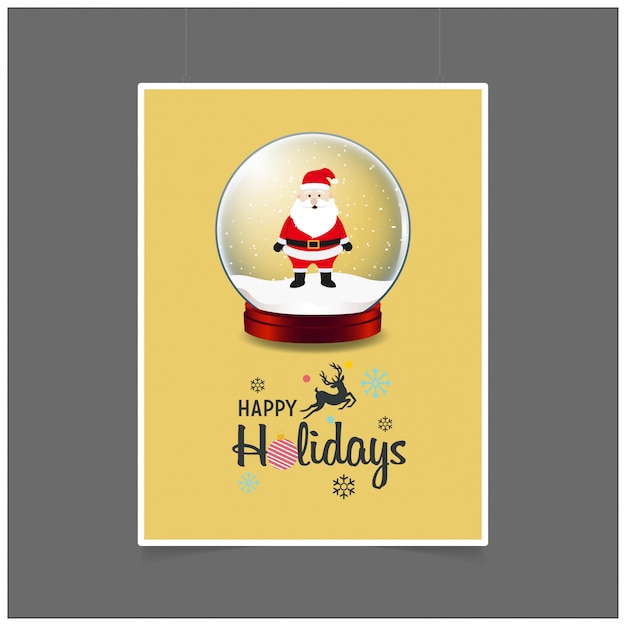 Free Vector santa claus in christmas ball happy holiday christmas background