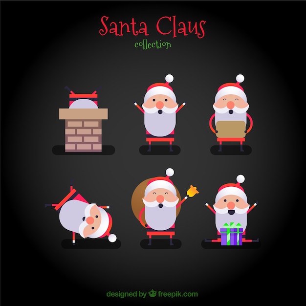 Free vector santa claus collection on a black background