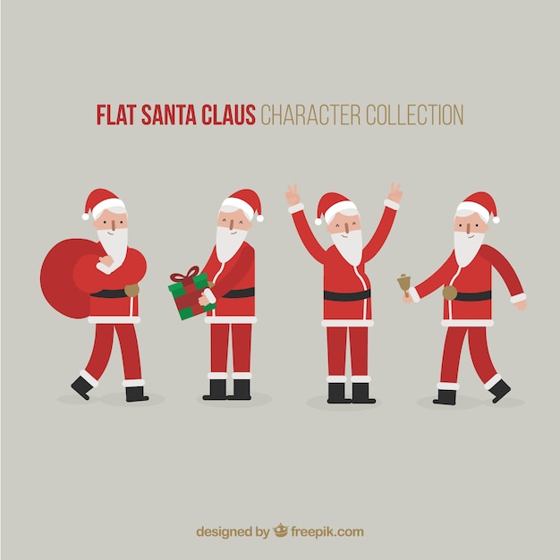 Free Vector santa claus collection in flat design