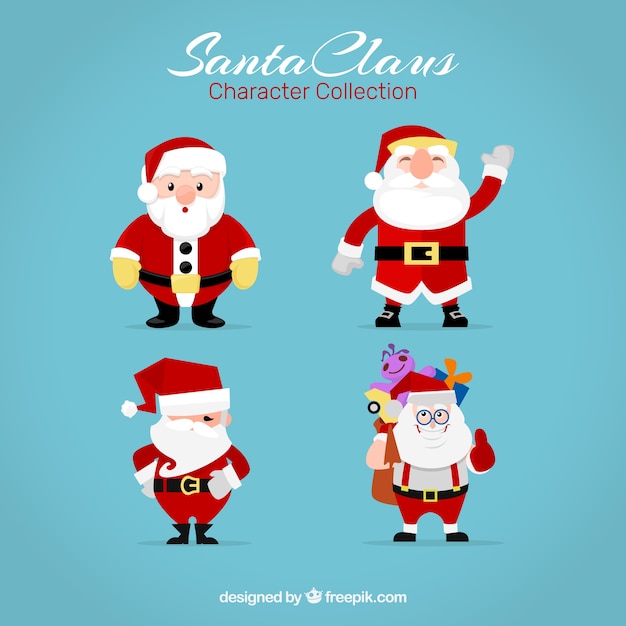 Santa claus in different postures