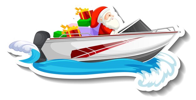 Santa Claus driving a speedboat