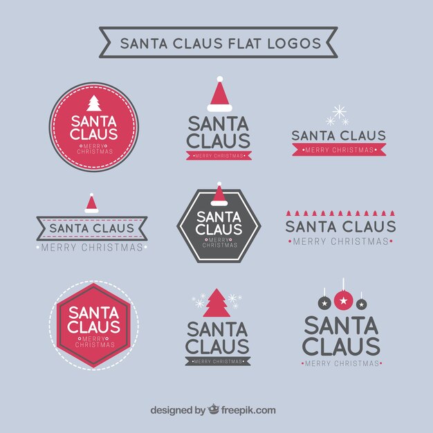 Santa claus flat logos collection