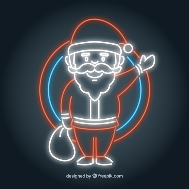 Free Vector santa claus greeting neon