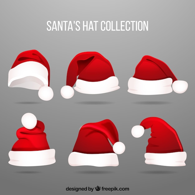 Free vector santa claus hat set