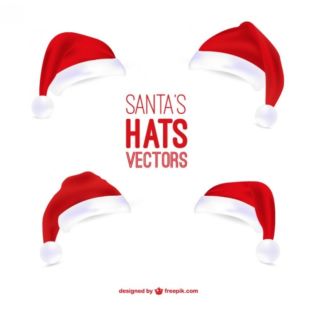 Free vector santa claus hats illustrations