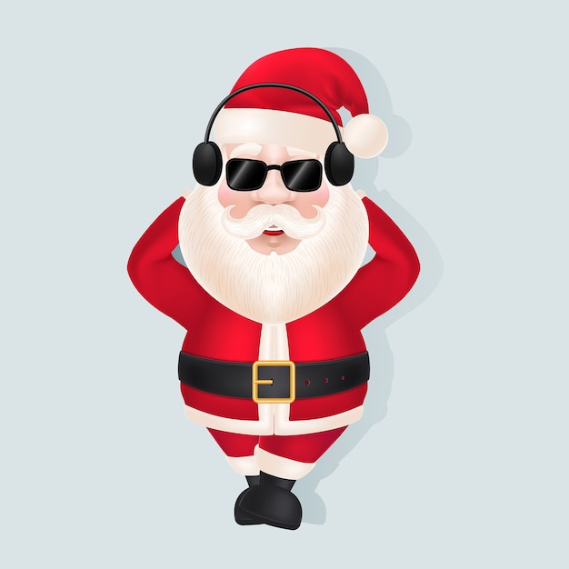 Free Vector santa claus in headphones and sunglasses