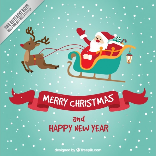 Free Vector santa claus in his sledge background