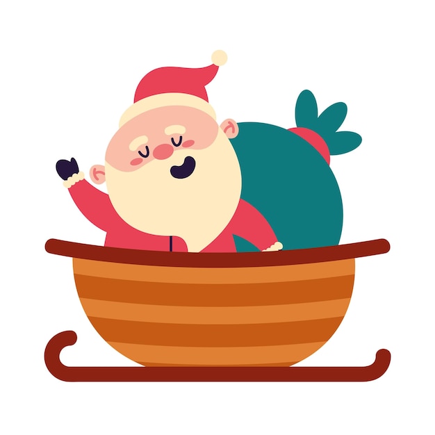 Free Vector santa claus in his sleigh