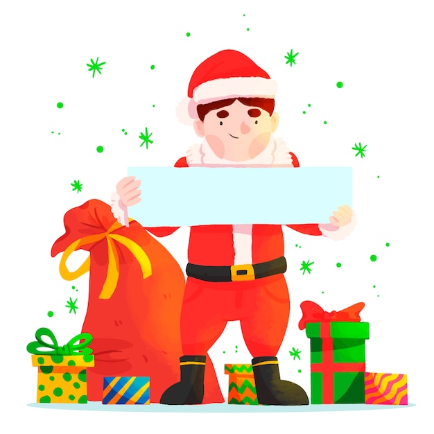 Santa claus holding blank banner