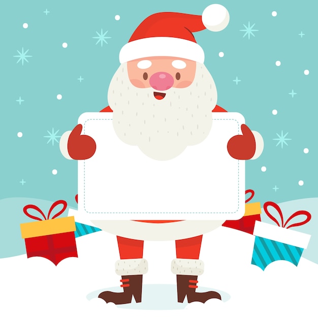 Santa claus holding blank banner