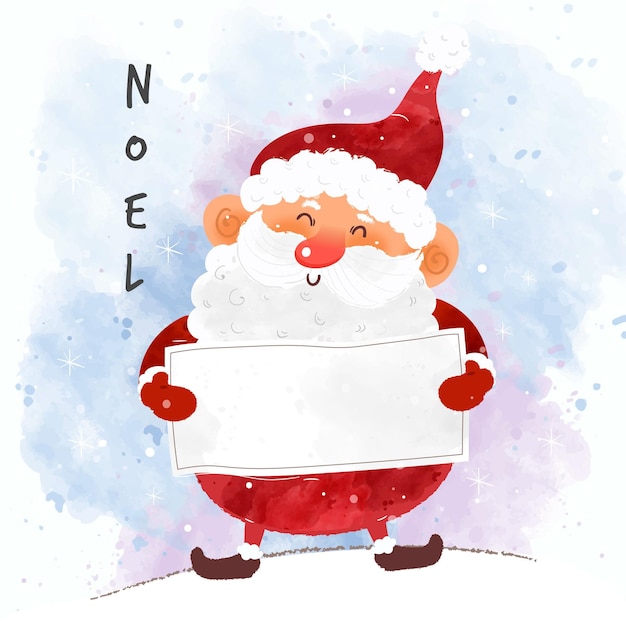 Free Vector santa claus holding a blank banner