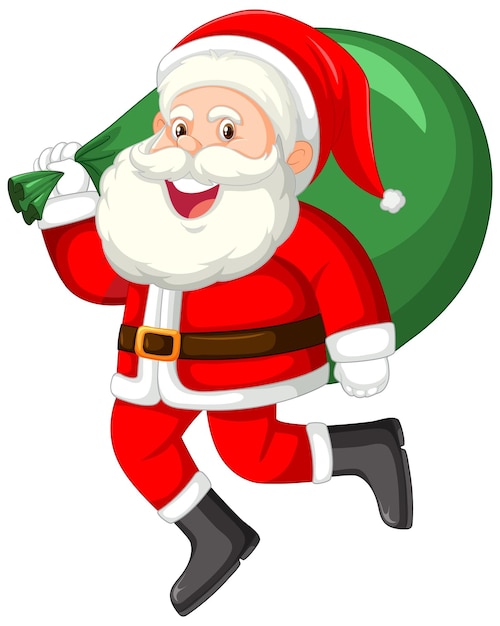 Free Vector santa claus holding a gift bag