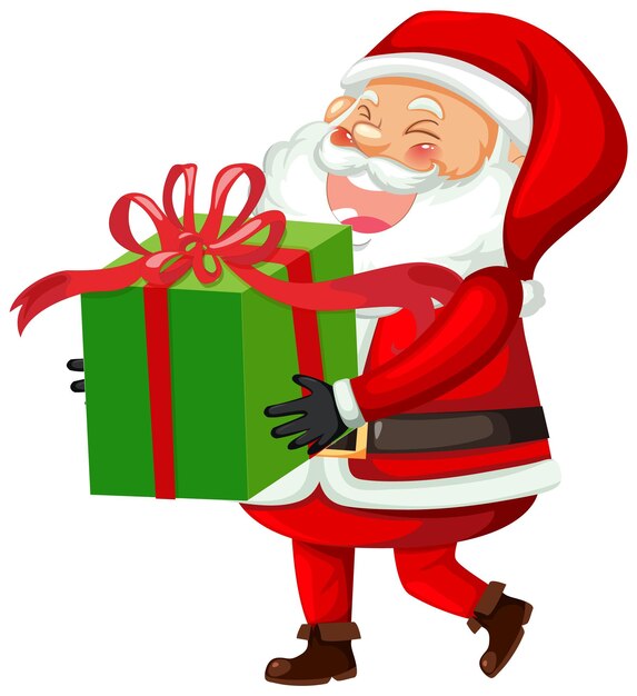 Free Vector santa claus holding gift box