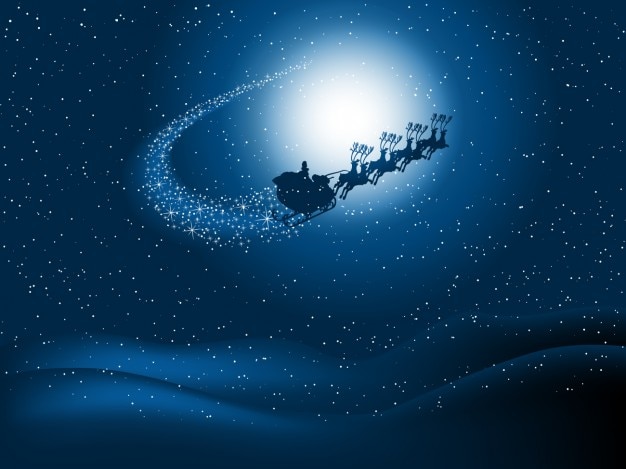 Free Vector santa claus sledge on starry sky background