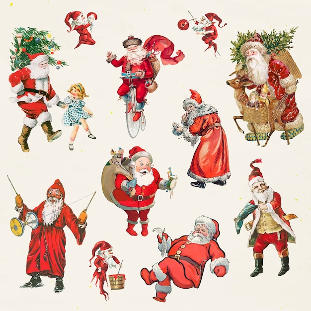 Free Vector santa claus traditional character set