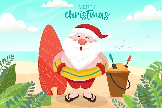 Santa Claus wearing swim ring