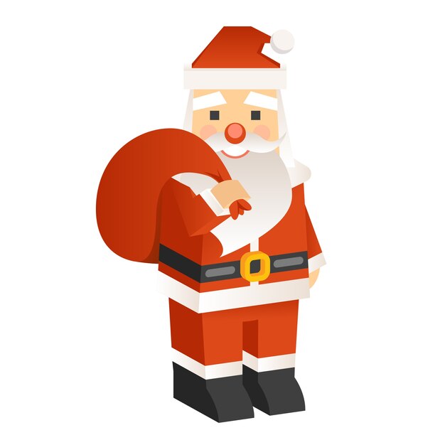 Santa Claus with a bag of gifts in modern style