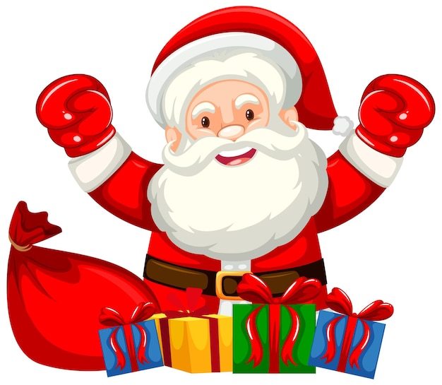 Free Vector santa claus with christmas gift boxes