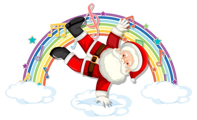 Free Vector santa claus with melody symbols on rainbow