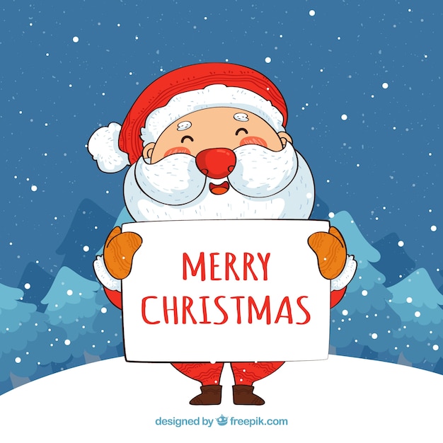 Santa claus with merry christmas poster background