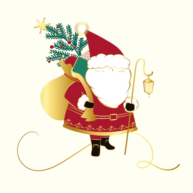 Free Vector santa claus with a sack vector