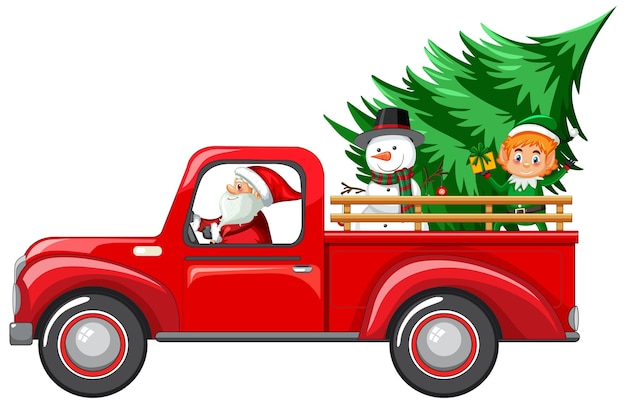 Santa driving car to delivery Christmas gifts