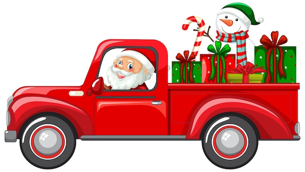 Santa driving car to delivery Christmas gifts