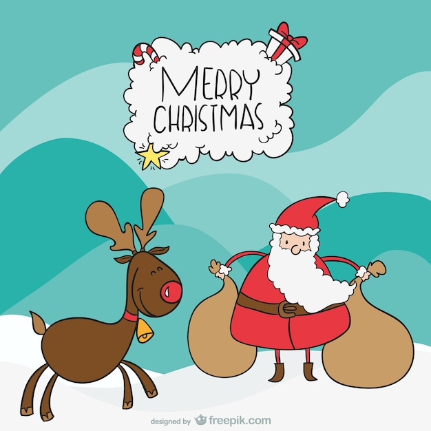 Santa and moose cartoon