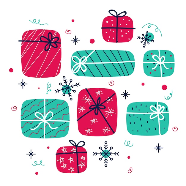 Free Vector santa's gift collection in flat design