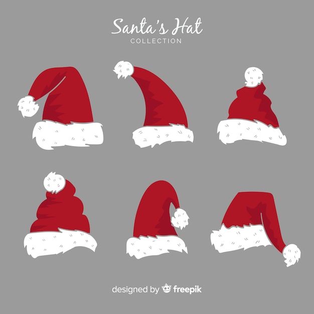 Free vector santa's hat christmas collection in hand drawn style