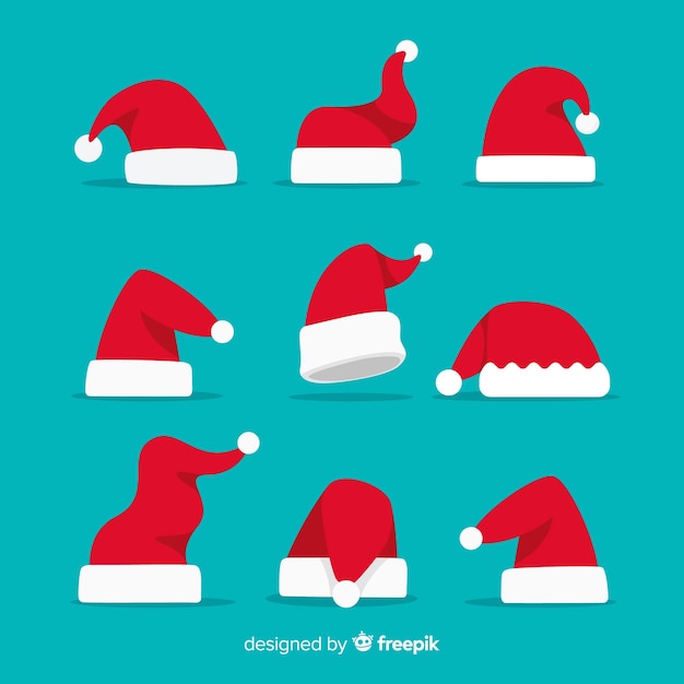 Free vector santa's hats pack