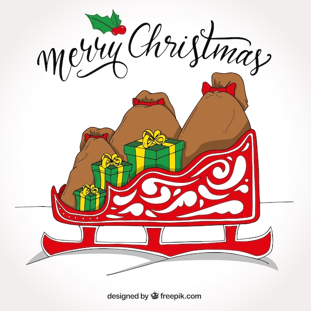 Free Vector santa's sledge with christmas gifts