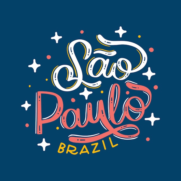 Sao paulo lettering brazil with stars