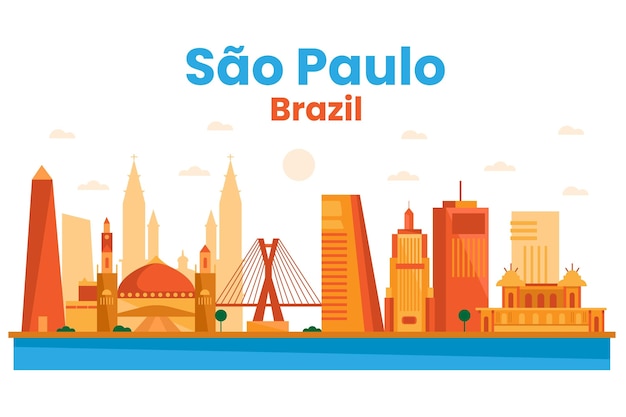 Sao paulo skyline in gradient orange tones