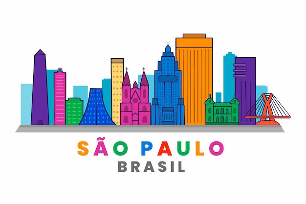 São paulo skyline hand drawn illustration