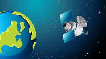 Free vector satellite in space scene or background