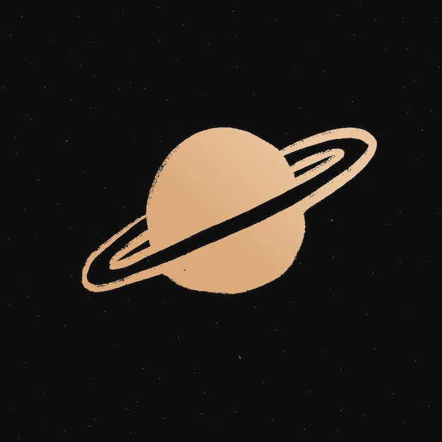 Free vector saturn gold  space doodle sticker