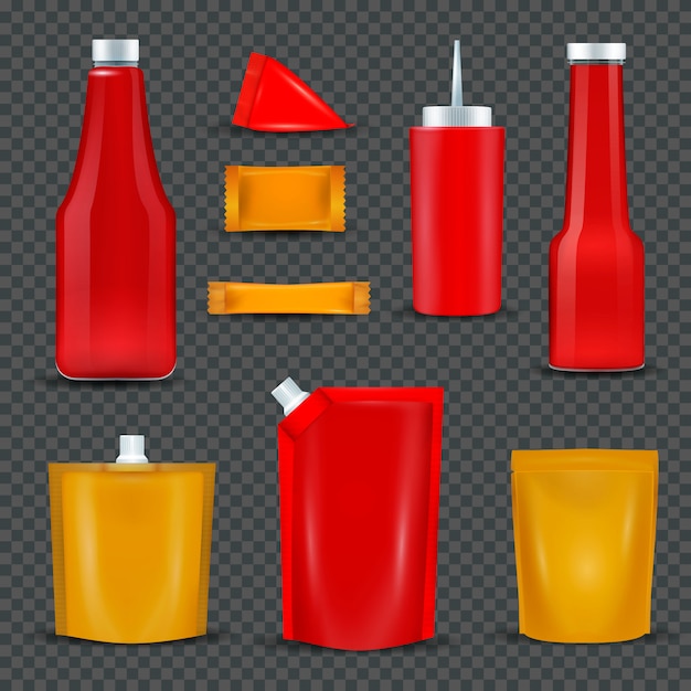 Free Vector sauce bottles packages transparent background 